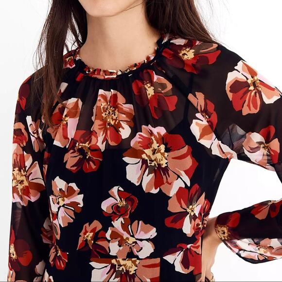 MADEWELL Bohemian Black & Red Floral Rose Summer Dress – Medium - Picture 8 of 15
